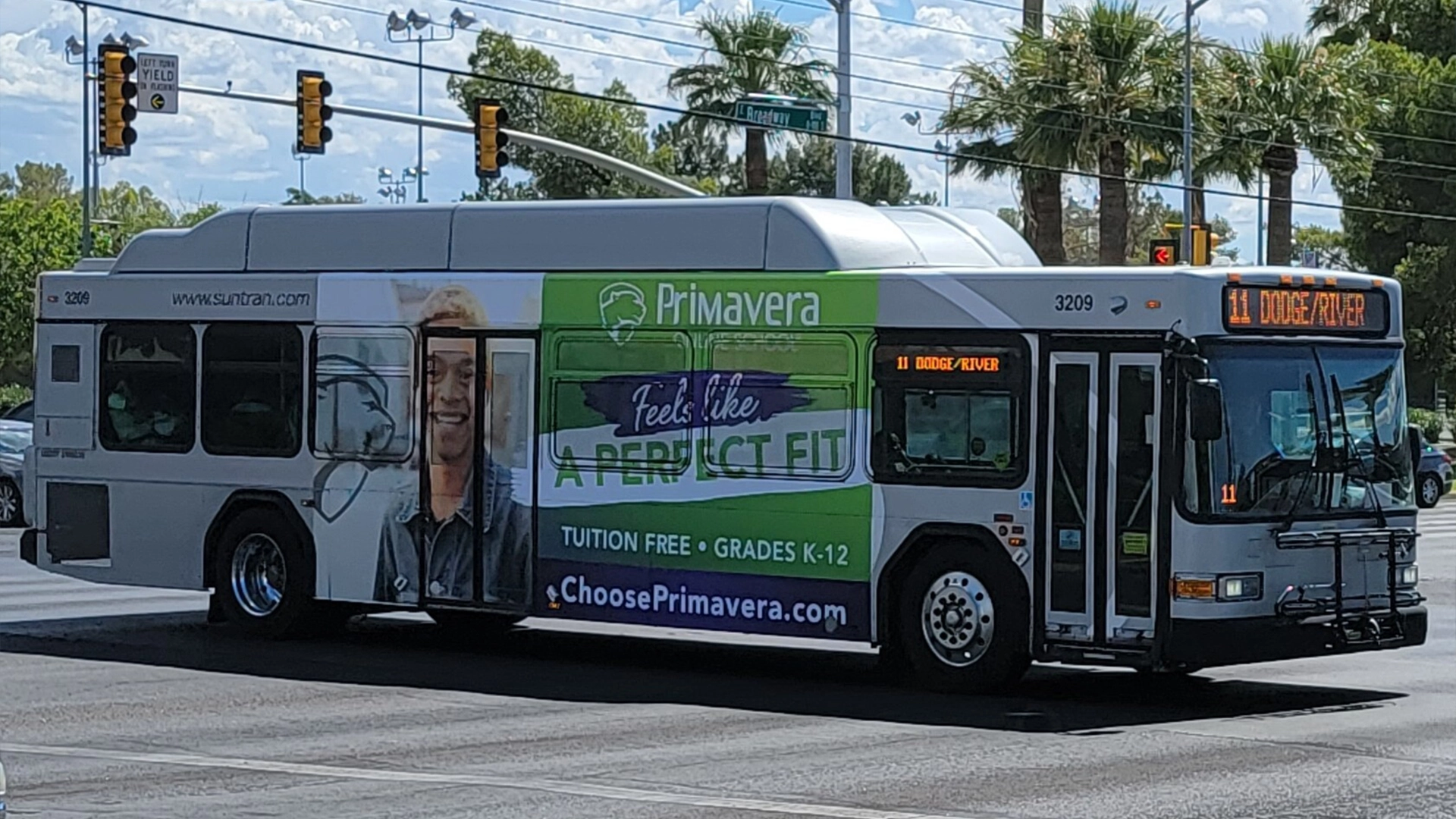 Image of graphic design for Phoenix Metro Bus wrap for Primavera Online School advertising.